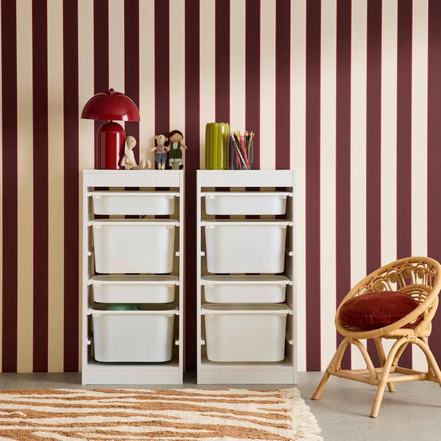 Mueble de almacenamiento infantil 4 cajas, set de 2