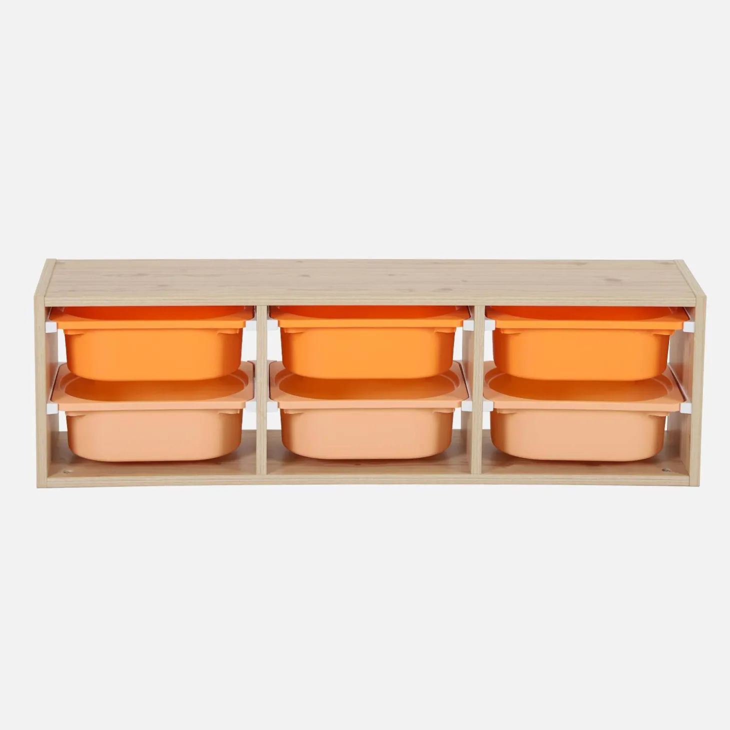 Mueble de almacenamiento infantil horizontal, 6 cajas coloridas