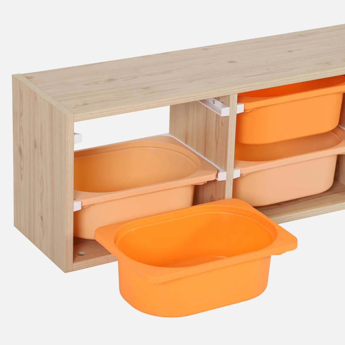 Mueble de almacenamiento infantil horizontal, 6 cajas coloridas