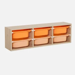 Mueble de almacenamiento infantil horizontal, 6 cajas coloridas