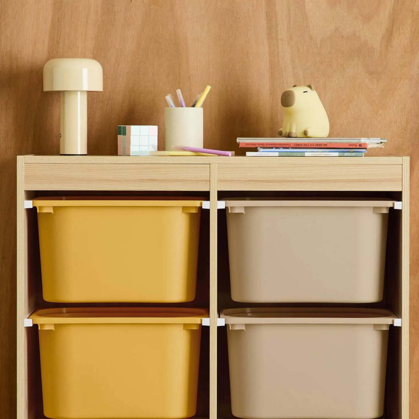 Mueble de almacenamiento infantil, 6 cajas coloridas