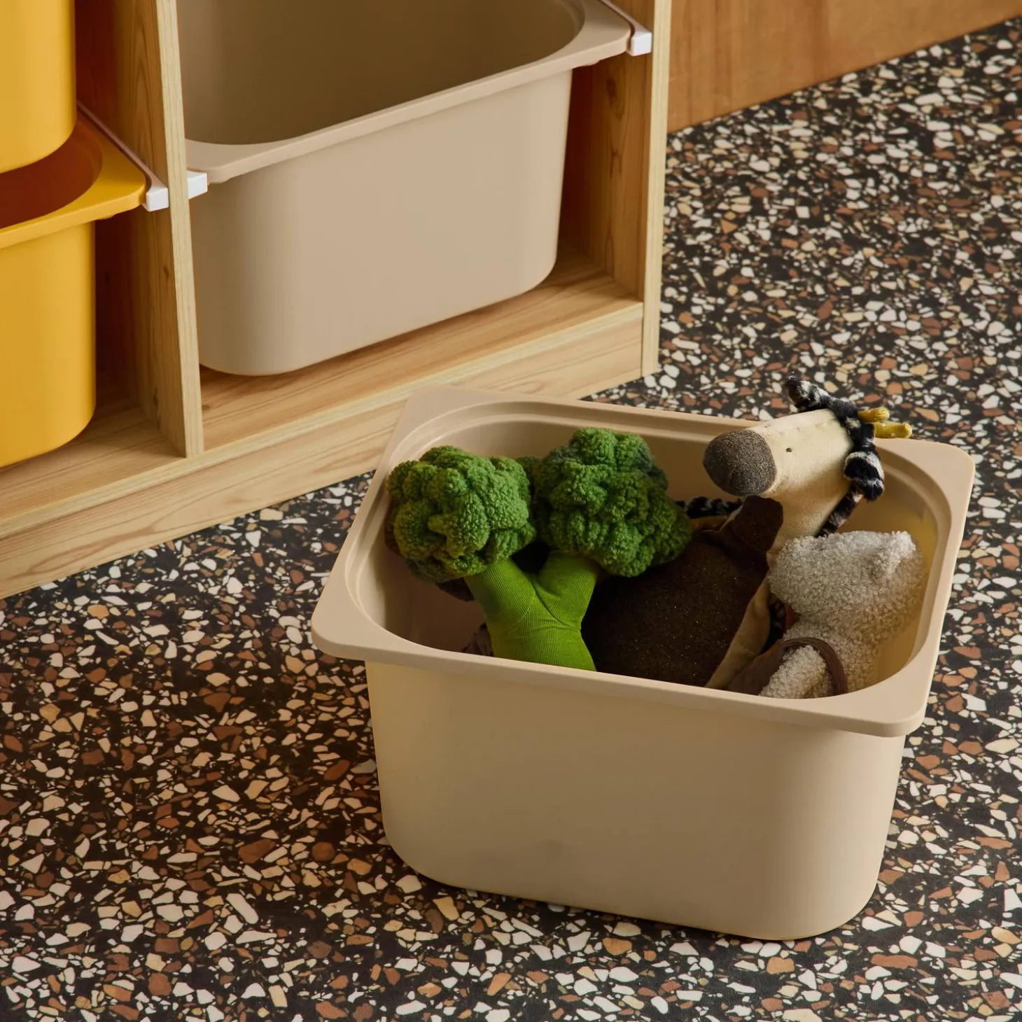 Mueble de almacenamiento infantil, 6 cajas coloridas
