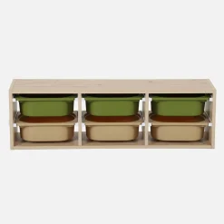 Mueble de almacenamiento infantil horizontal, 6 cajas coloridas