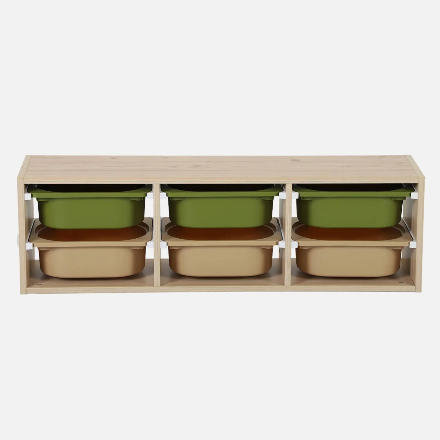 Mueble de almacenamiento infantil horizontal, 6 cajas coloridas