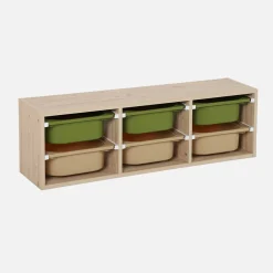 Mueble de almacenamiento infantil horizontal, 6 cajas coloridas