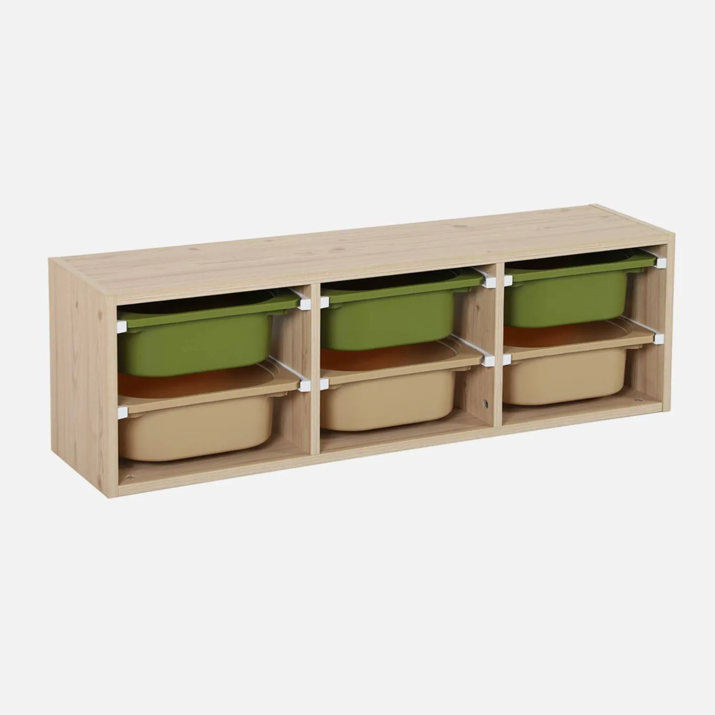 Mueble de almacenamiento infantil horizontal, 6 cajas coloridas