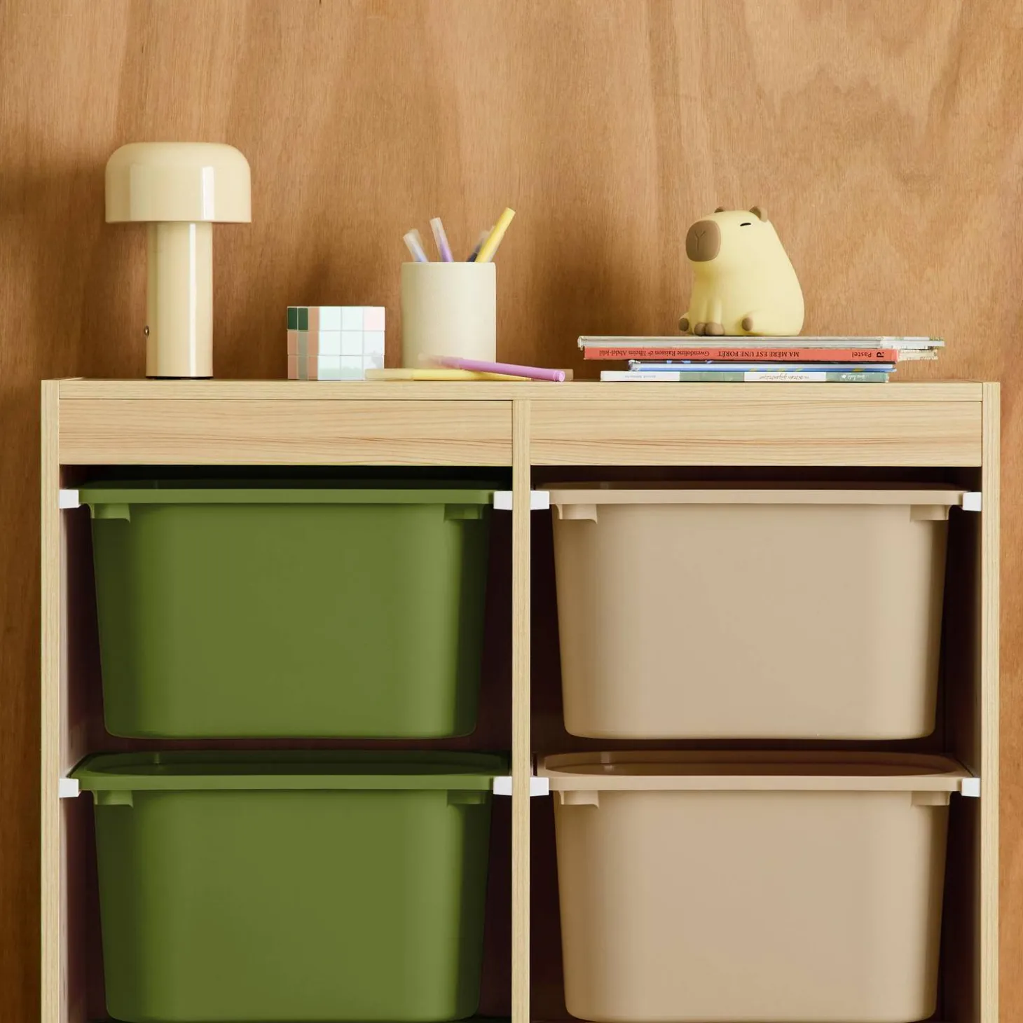 Mueble de almacenamiento infantil, 6 cajas coloridas