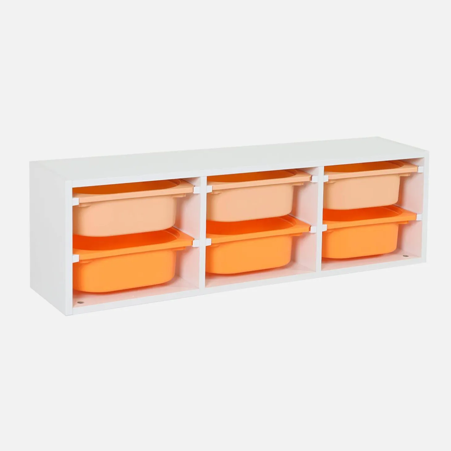 Mueble de almacenamiento infantil horizontal, 6 cajas coloridas