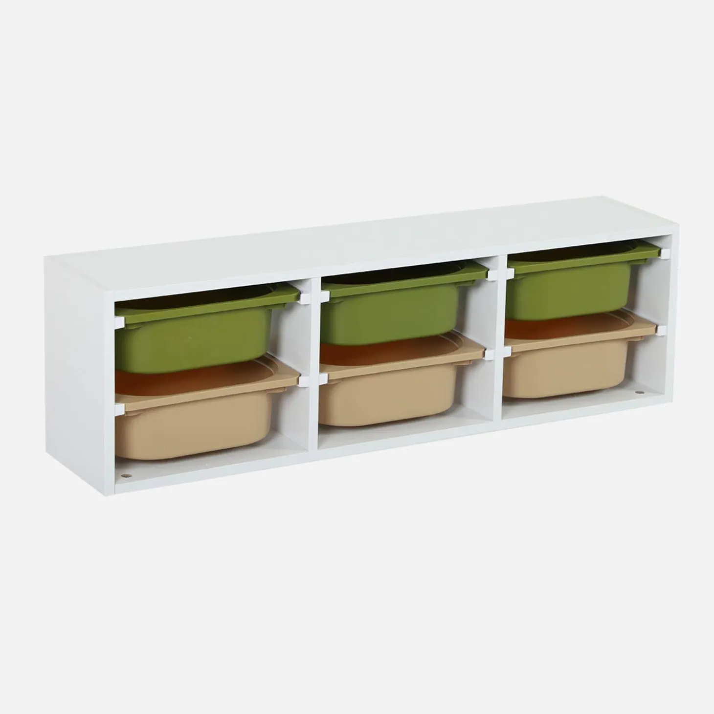 Mueble de almacenamiento infantil horizontal, 6 cajas coloridas
