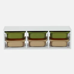 Mueble de almacenamiento infantil horizontal, 6 cajas coloridas