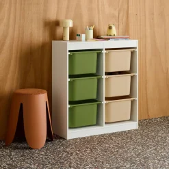 Mueble de almacenamiento infantil, 6 cajas coloridas