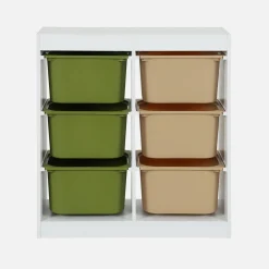 Mueble de almacenamiento infantil, 6 cajas coloridas