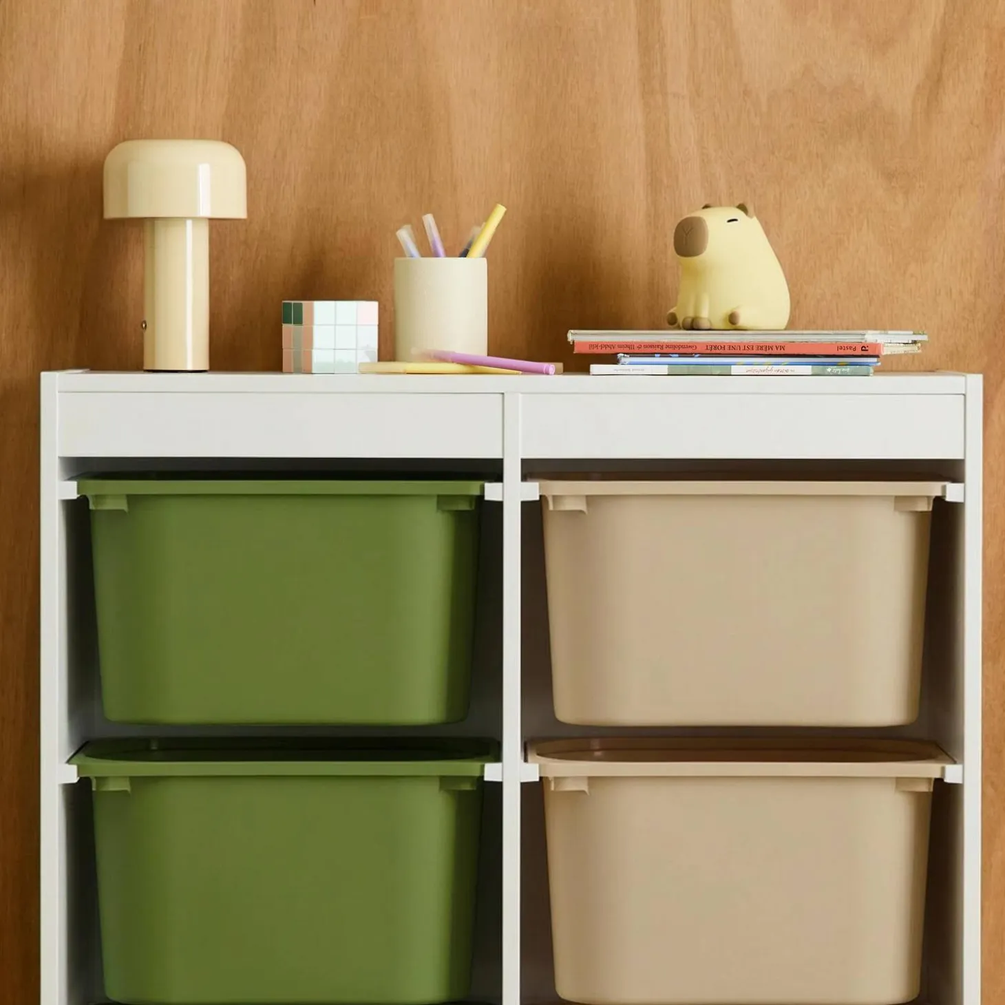 Mueble de almacenamiento infantil, 6 cajas coloridas
