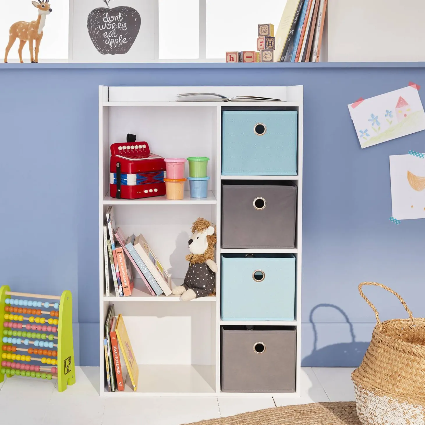 Mueble de almacenamiento para niños 4 cestas