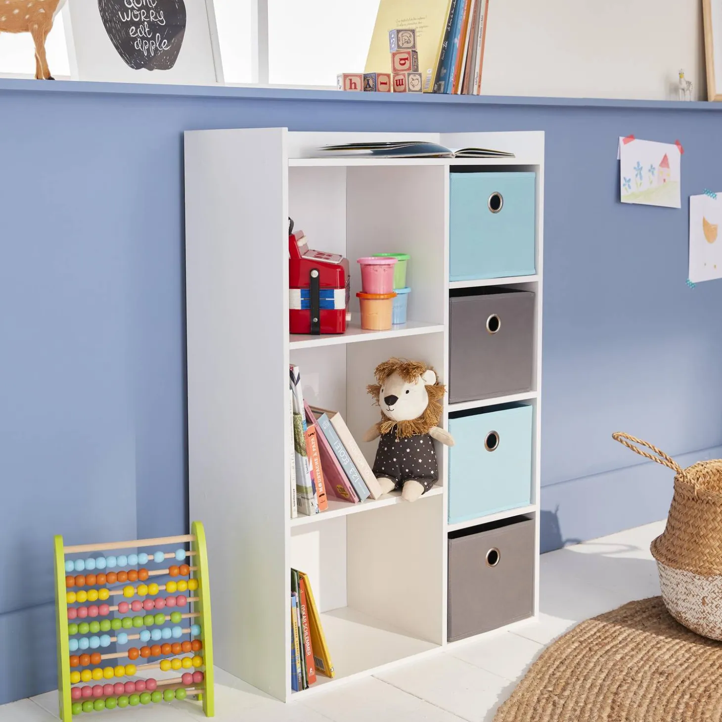 Mueble de almacenamiento para niños 4 cestas