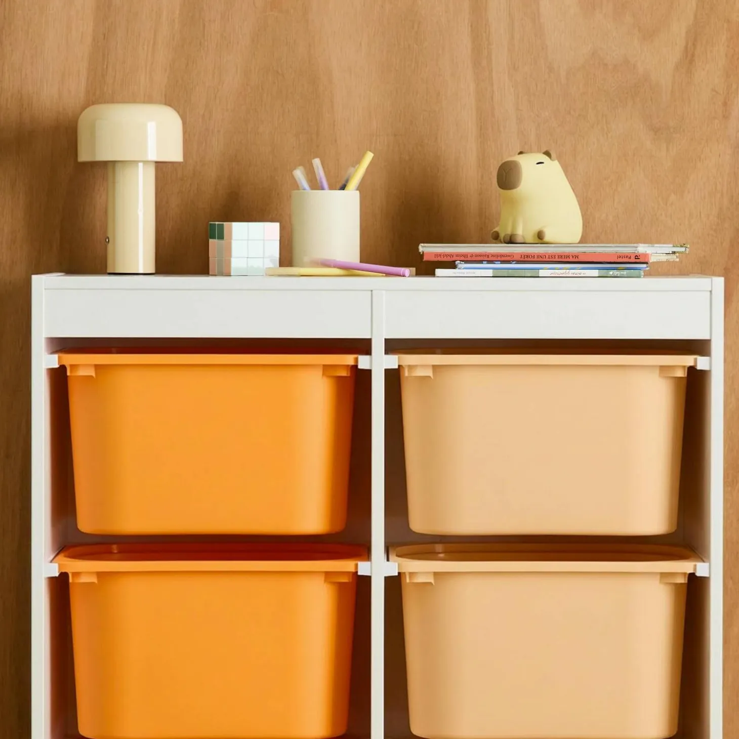 Mueble de almacenamiento infantil, 6 cajas coloridas