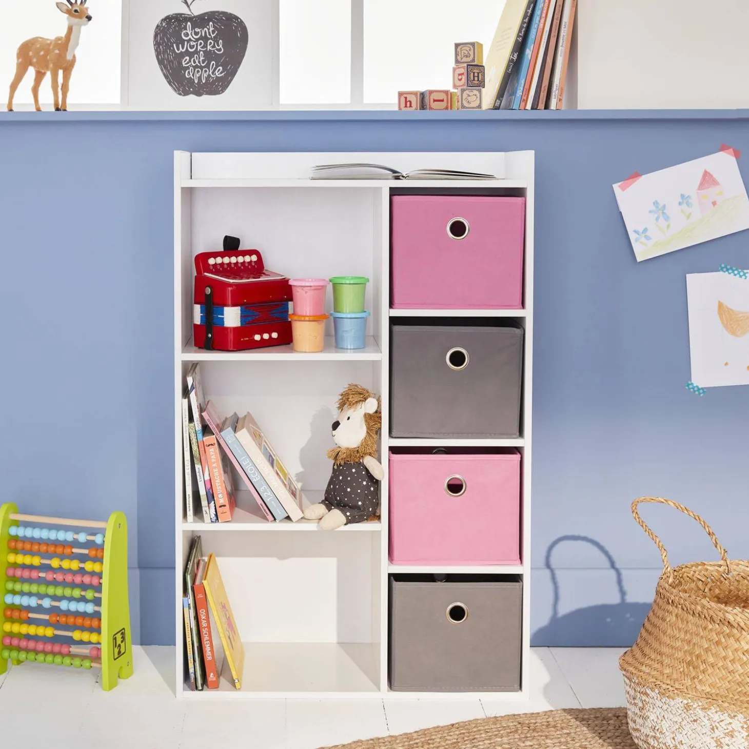 Mueble de almacenamiento para niños 4 cestas