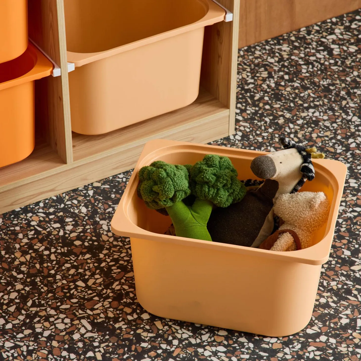 Mueble de almacenamiento infantil, 6 cajas coloridas