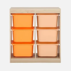 Mueble de almacenamiento infantil, 6 cajas coloridas