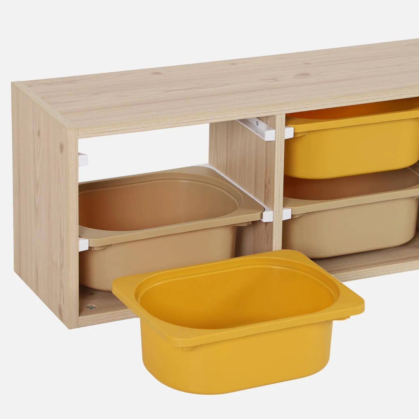 Mueble de almacenamiento infantil horizontal, 6 cajas coloridas