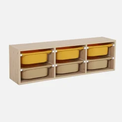 Mueble de almacenamiento infantil horizontal, 6 cajas coloridas
