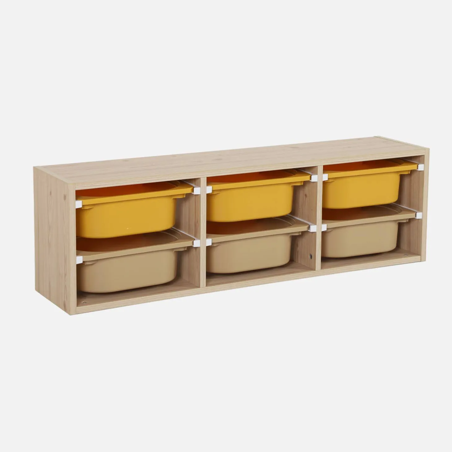 Mueble de almacenamiento infantil horizontal, 6 cajas coloridas