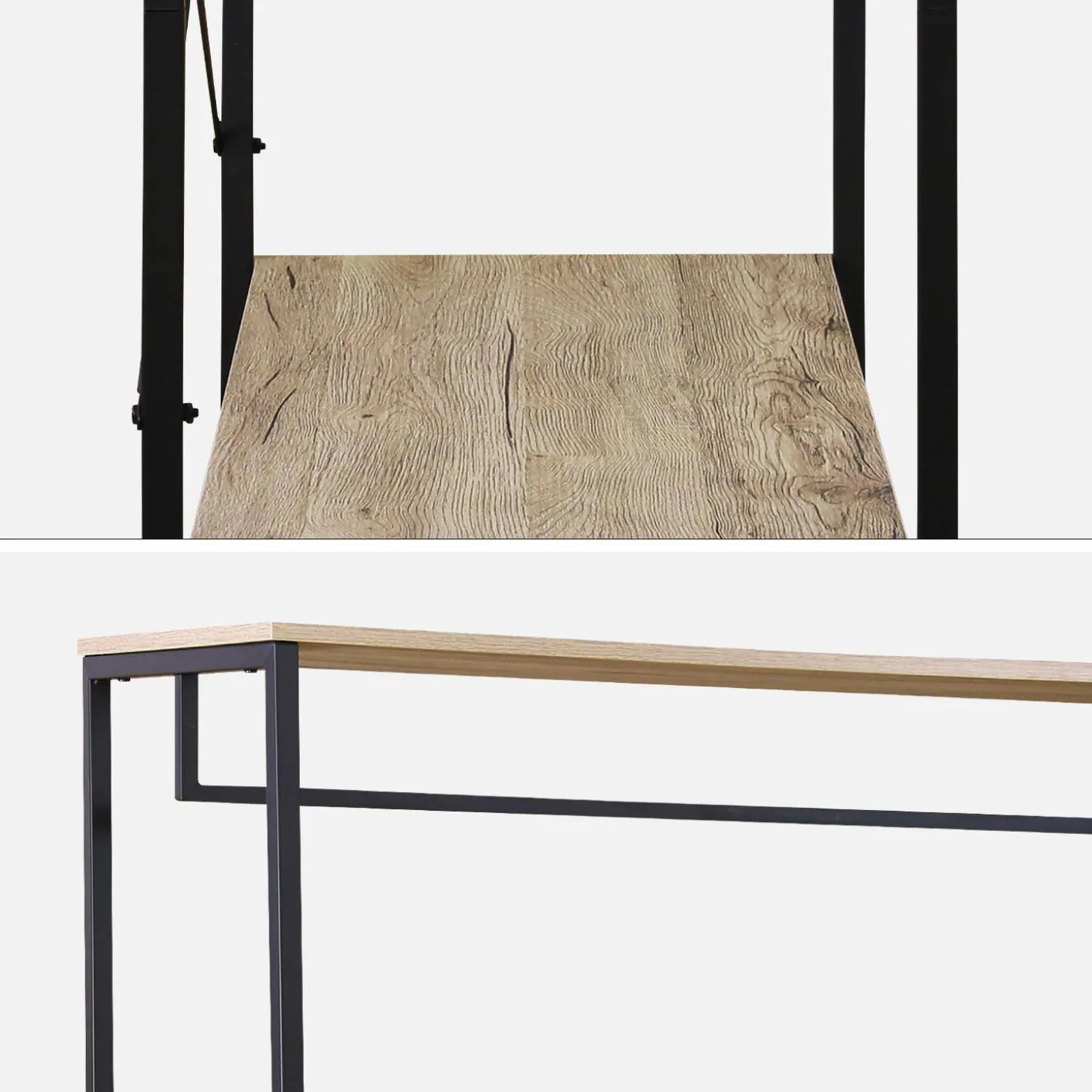 Mueble de entrada de metal y efecto madera, 3 niveles