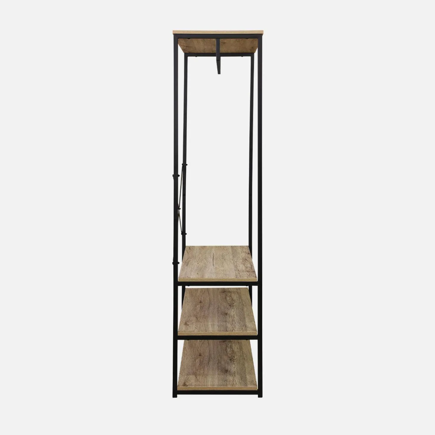 Mueble de entrada de metal y efecto madera, 3 niveles