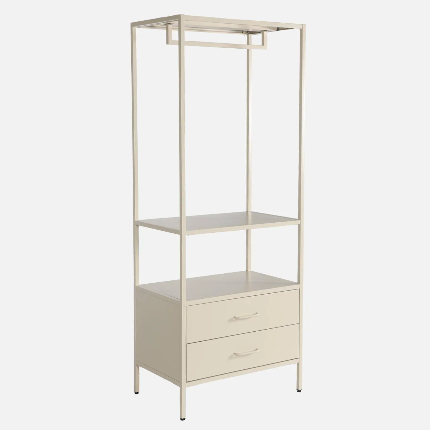 Mueble de entrada, perchero de metal con armario y 2 cajones