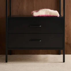 Mueble de entrada, perchero de metal con armario y 2 cajones