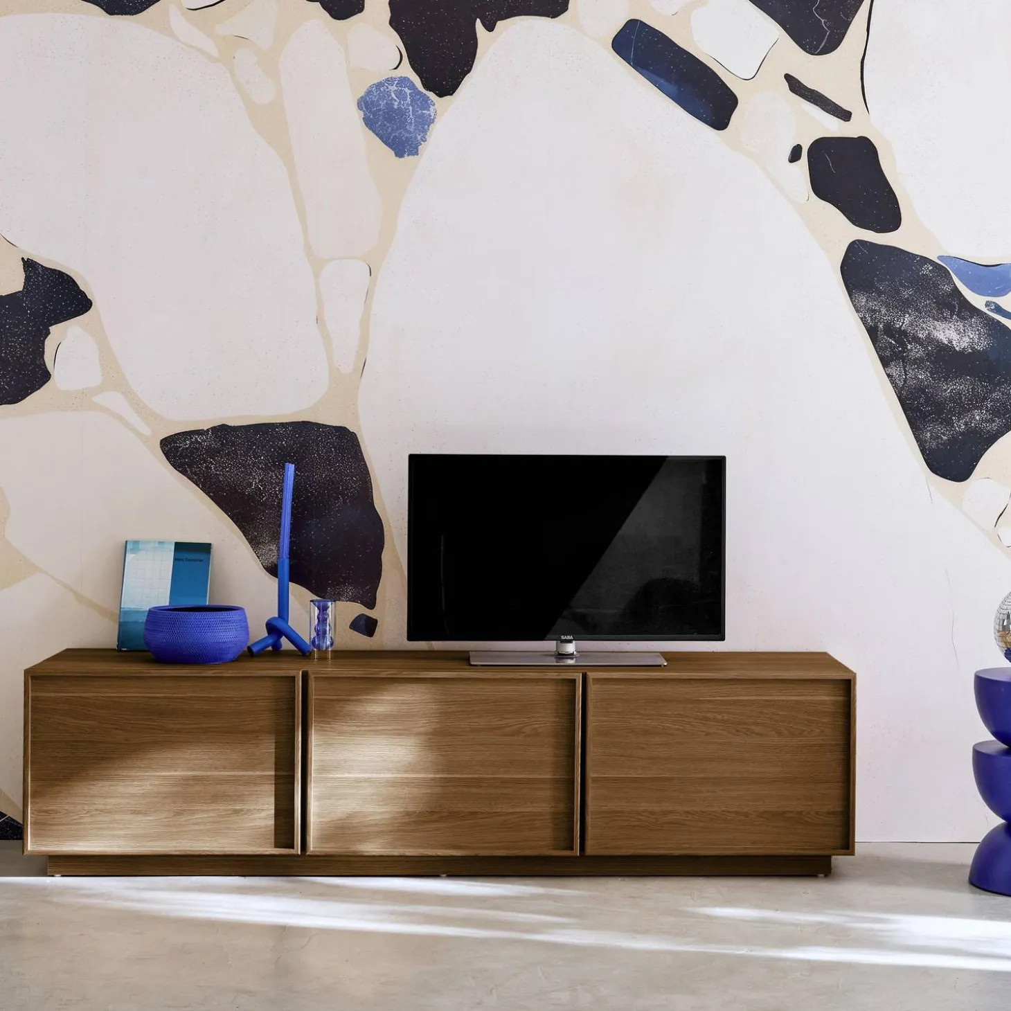 Mueble de TV de decoración de madera 3 puertas, 180cm
