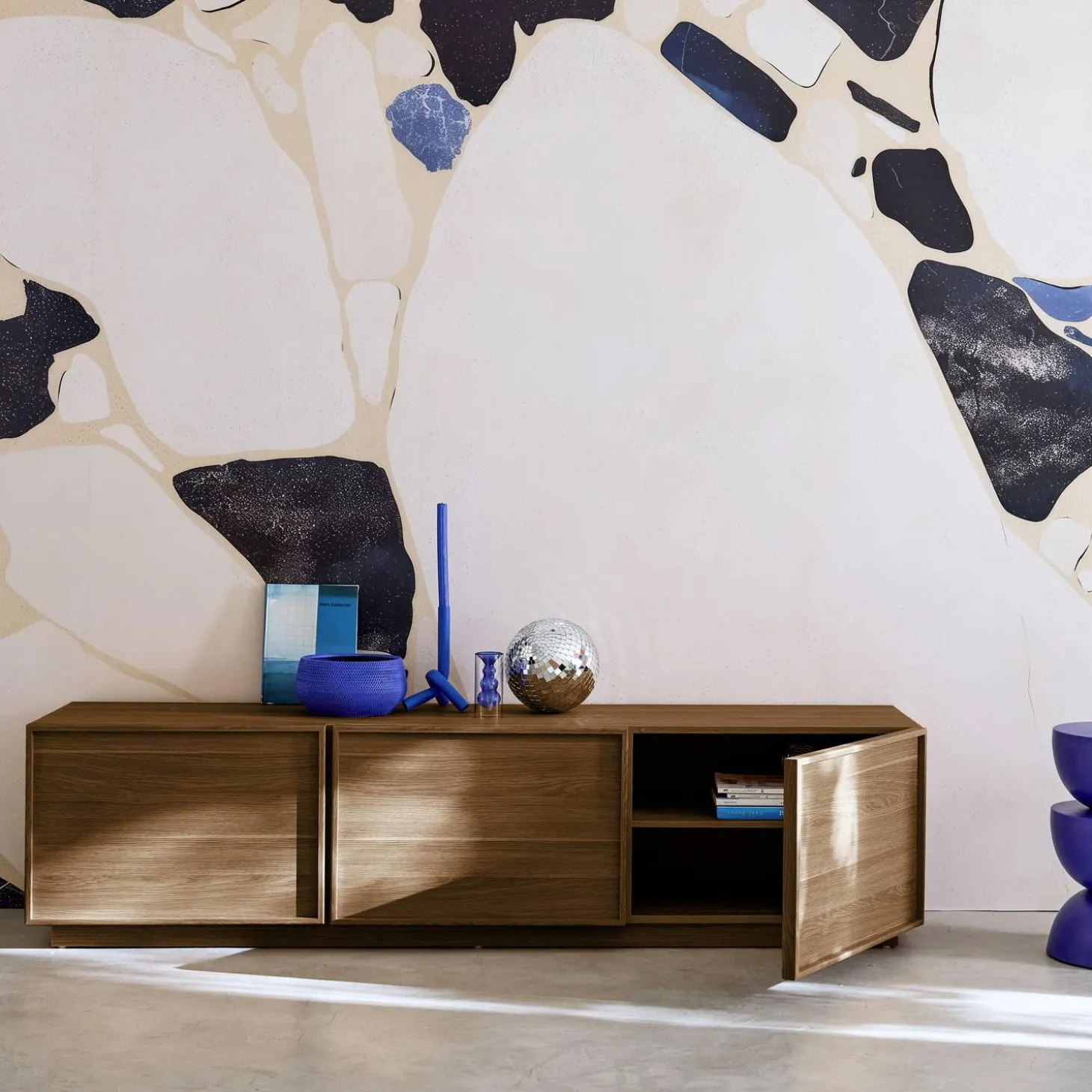 Mueble de TV de decoración de madera 3 puertas, 180cm