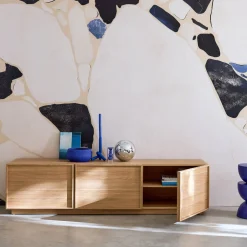 Mueble de TV de decoración de madera 3 puertas, 180cm