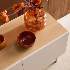 Mueble de TV de metal y decoración de madera con 4 puertas, 180 cm