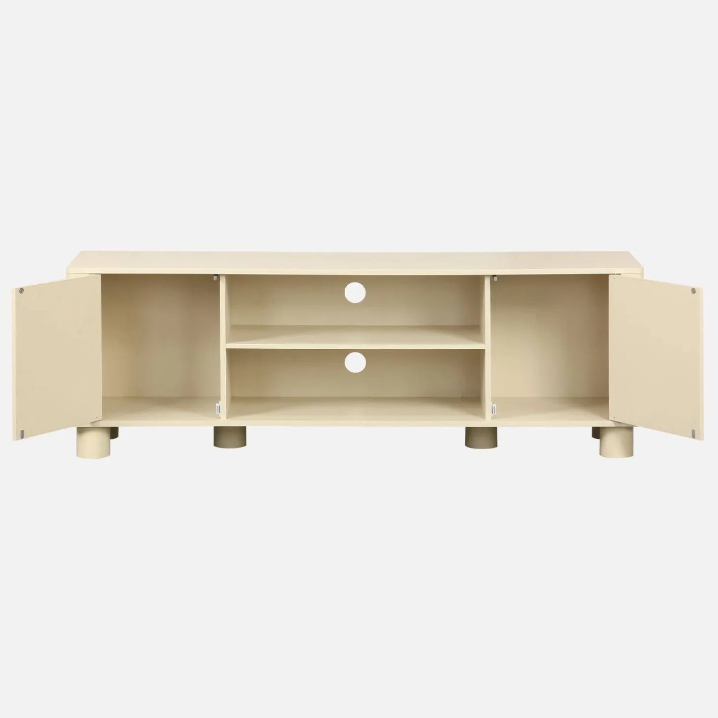 Mueble de TV efecto madera con 2 puertas reversibles, 155cm