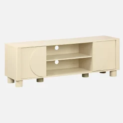 Mueble de TV efecto madera con 2 puertas reversibles, 155cm