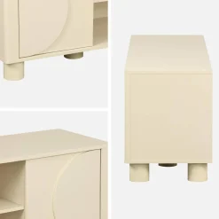Mueble de TV efecto madera con 2 puertas reversibles, 155cm
