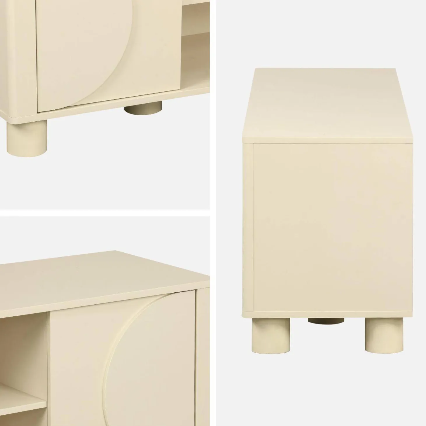 Mueble de TV efecto madera con 2 puertas reversibles, 155cm