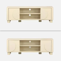 Mueble de TV efecto madera con 2 puertas reversibles, 155cm