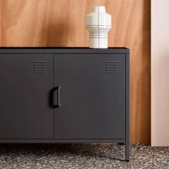 Mueble de TV industrial de metal con 3 puertas, 120cm