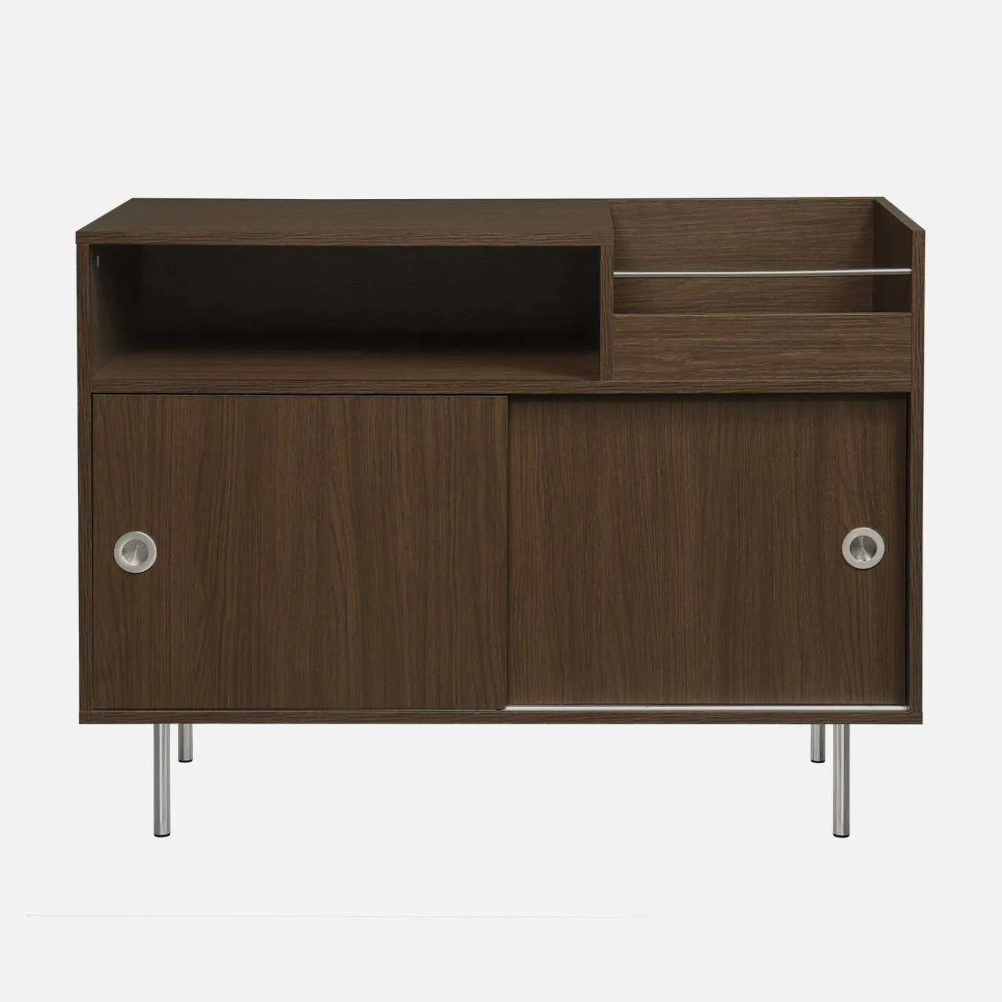 Mueble de vinilo vintage con decoración de madera y acero inoxidable, 100 cm