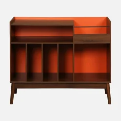 Mueble de vinilo vintage bicolor con decoración de madera y fondo colorido 100cm