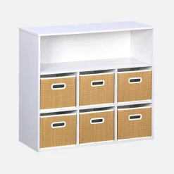 Mueble infantil con 6 cestas de fibra vegetal