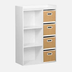 Mueble infantil con 4 cestas de fibra vegetal