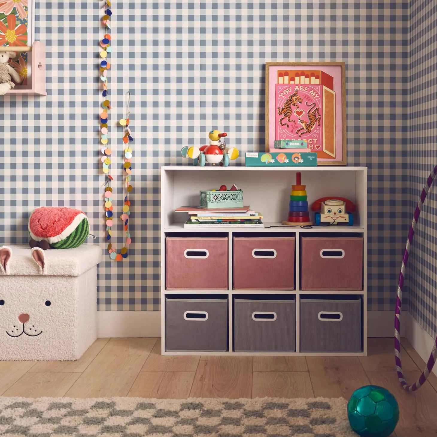 Mueble infantil con 6 cestas de terciopelo