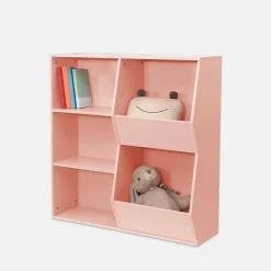 Mueble para niños, 3 estantes y 2 espacios de almacenamiento