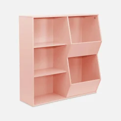 Mueble para niños, 3 estantes y 2 espacios de almacenamiento