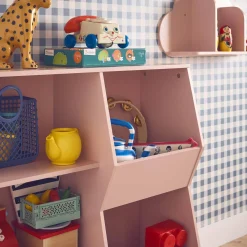 Mueble para niños, 3 estantes y 2 espacios de almacenamiento