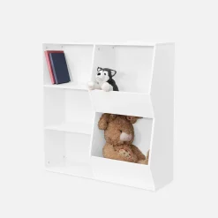 Mueble para niños, 3 estantes y 2 espacios de almacenamiento