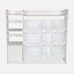 Mueble para niños con 9 cubos, 4 estantes y 1 puerta